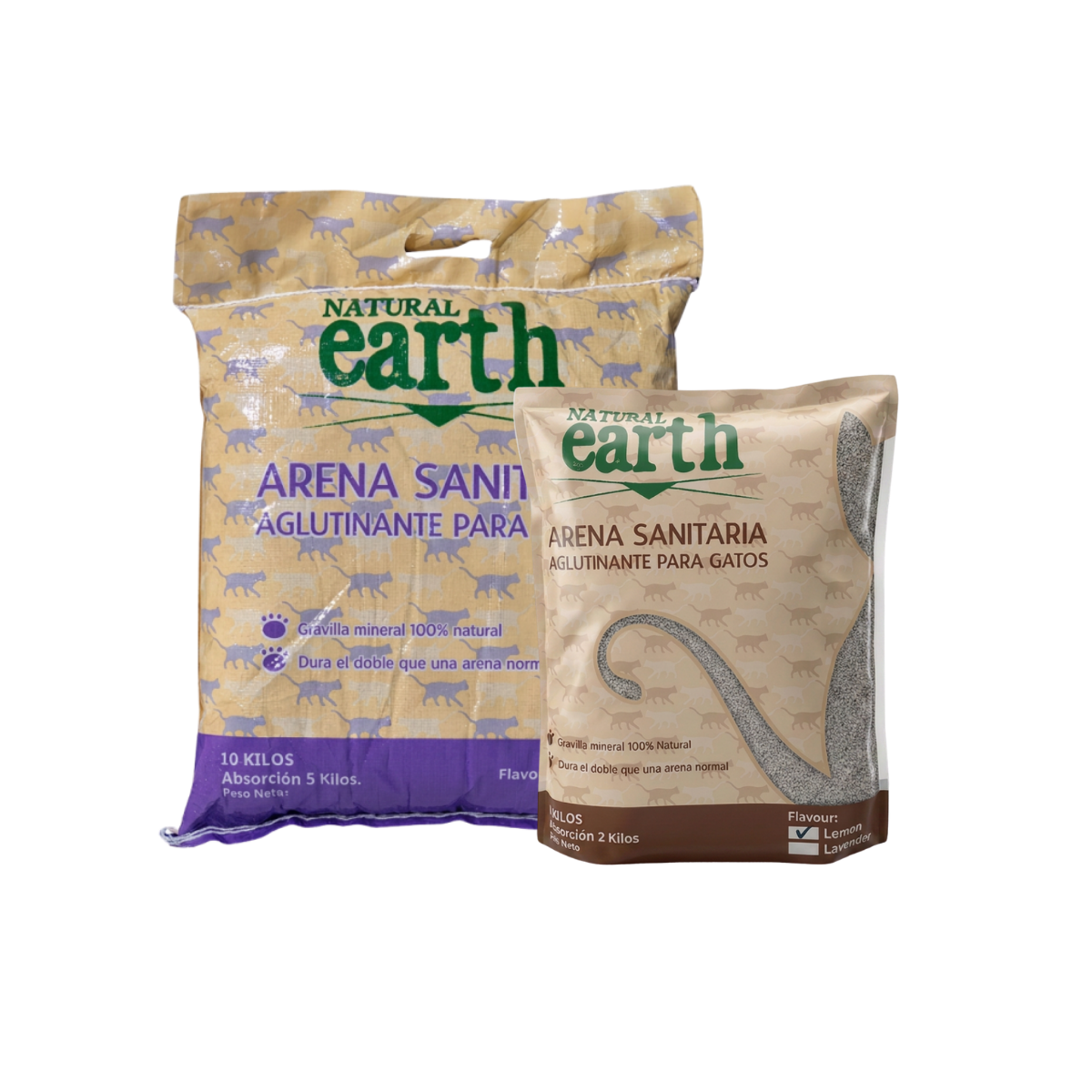 Arena Fullerton Pack Cyber de 10 kg y 4 kg, arena para gatos de alta calidad, en una imagen que muestra los envases apilados.