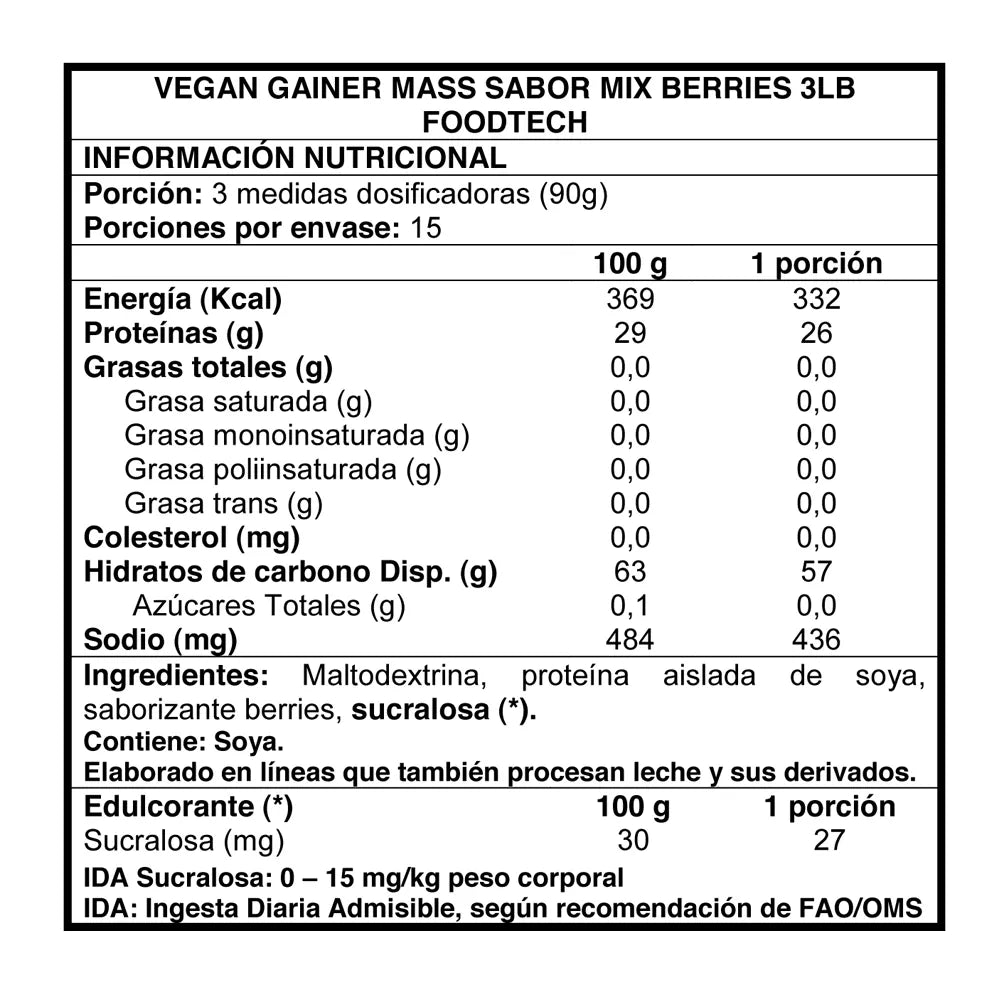 Foodtech Vegan Gainer Mass 3lbs