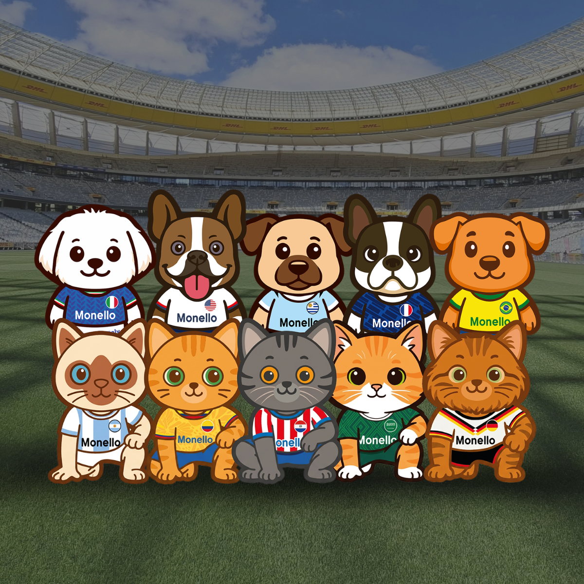 PET de las naciones Monello ⚽🐶🐱 | Peluche sorpresa Mundial 2026 - Fullerton