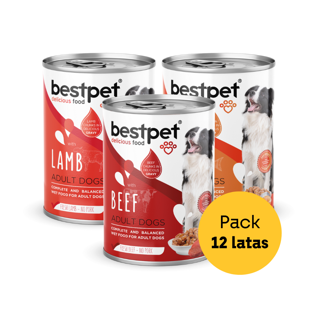 Pack x12 Latas Bestpet Trozos para Perro - Fullerton