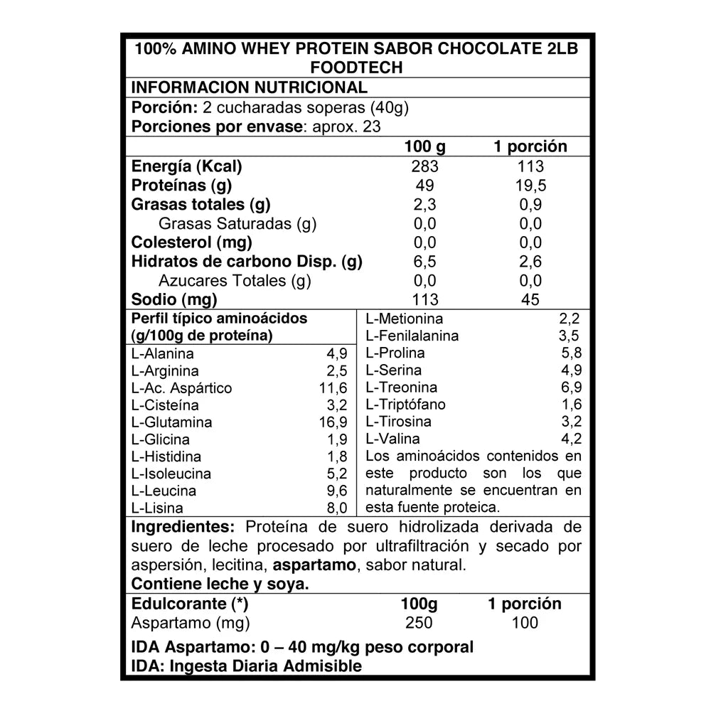 100% Amino Whey Protein 2 LB Foodtech