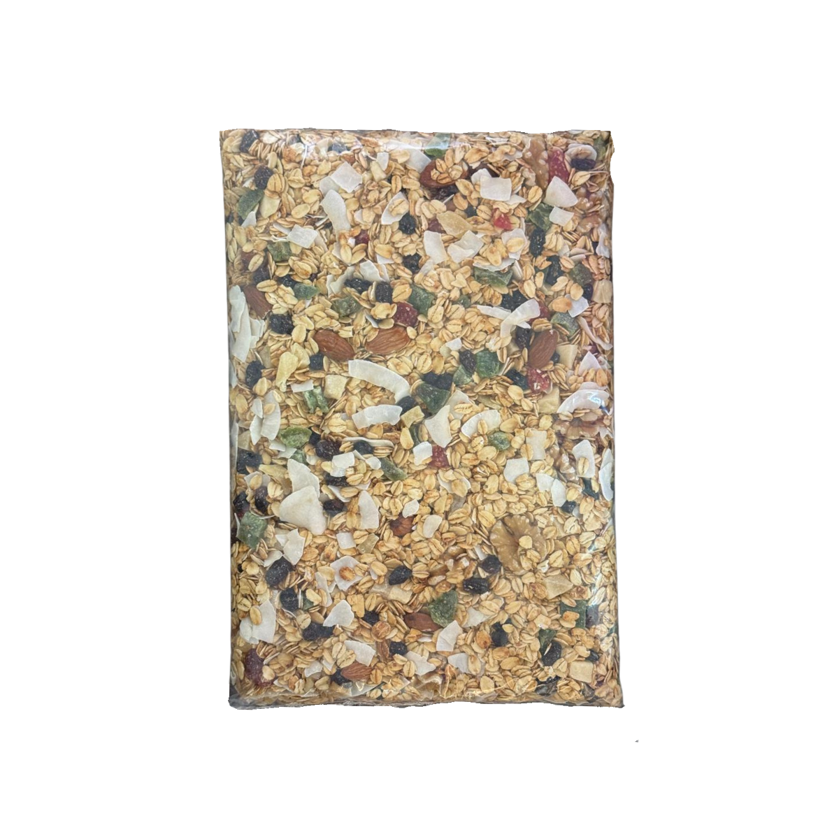 Mezcla de granola de frutos secos de la marca Fullerton con nueces, almendras y semillas en un tazón.