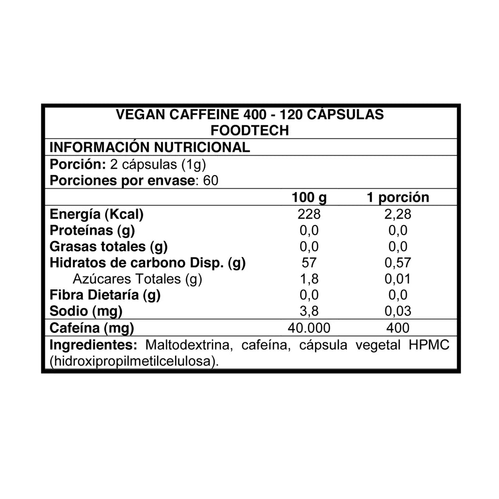 Vegan Caffeine 400 120 caps - Foodtech